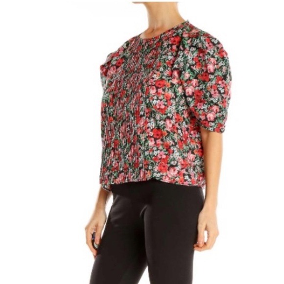 Zara Tops - Zara Multi Color Floral Print Pleated Blouse Shirt Top Gathered Puff Sleeves XXL